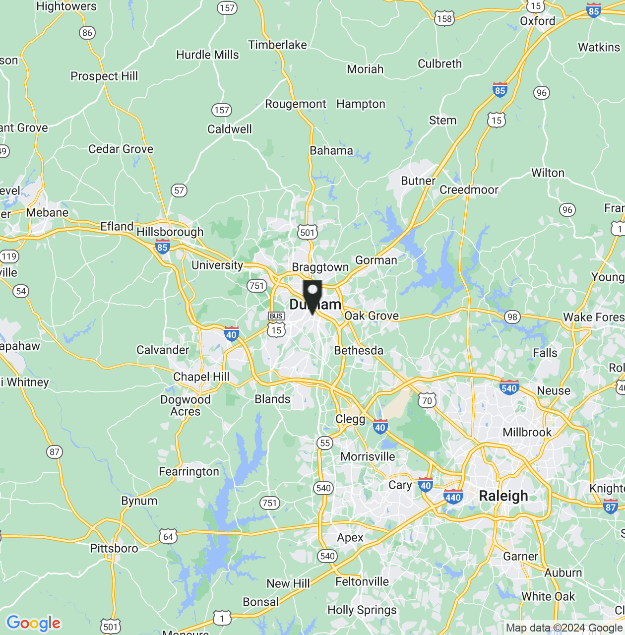 Map showing Durham